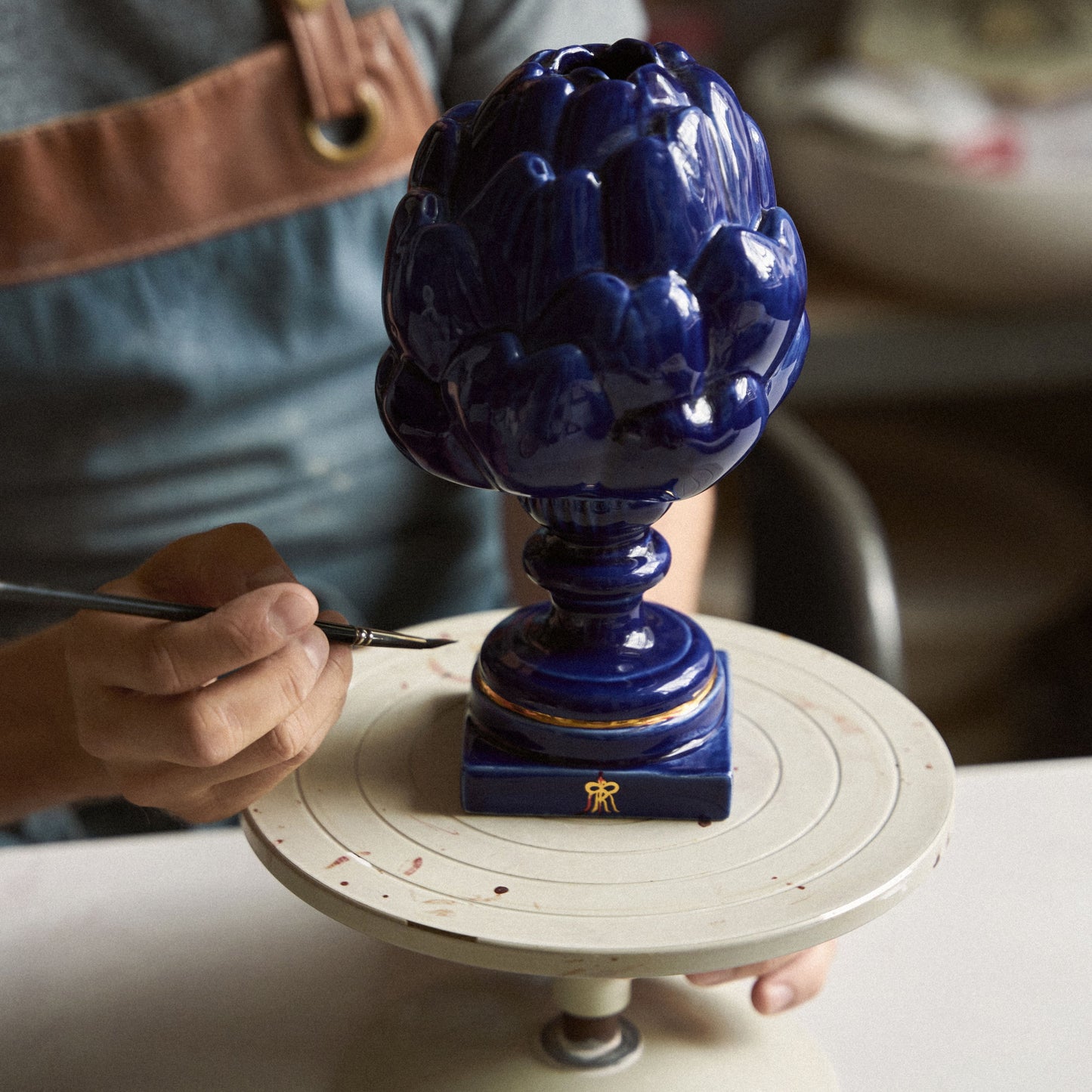 Ceramic Cobalt Artichoke Diffuser Majolika Nieborów x Candly&Co