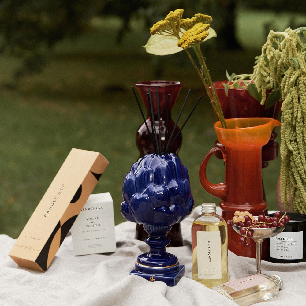 Ceramic Cobalt Artichoke Diffuser Majolika Nieborów x Candly&Co