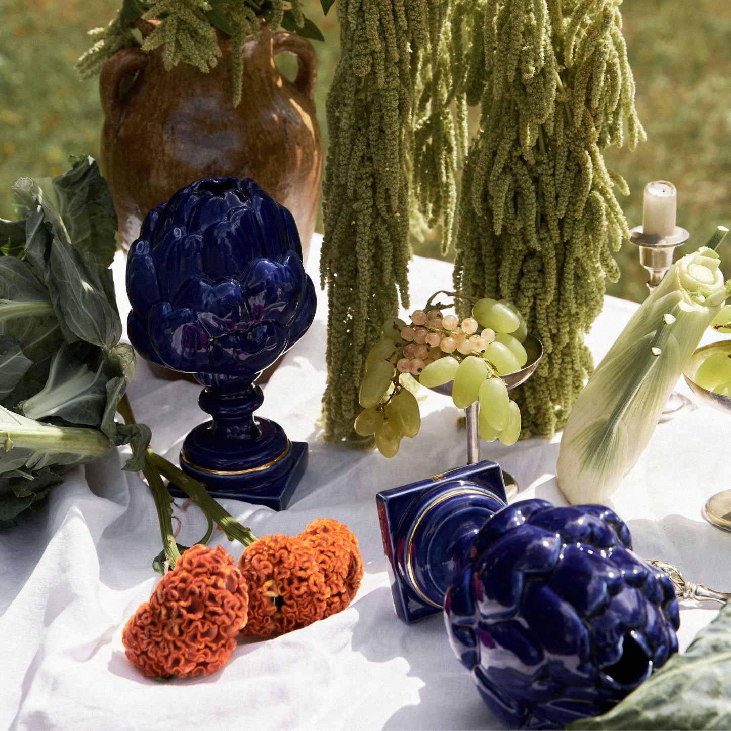 Ceramic Cobalt Artichoke Diffuser Majolika Nieborów x Candly&Co